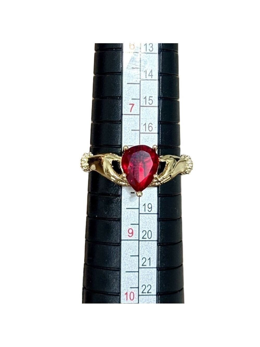 Pretty Bird Jewelry Gold and Red crystal Stone Heart Ring - Picture 2 of 5